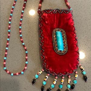 Two’s Company Velvet Beaded Bag Purse